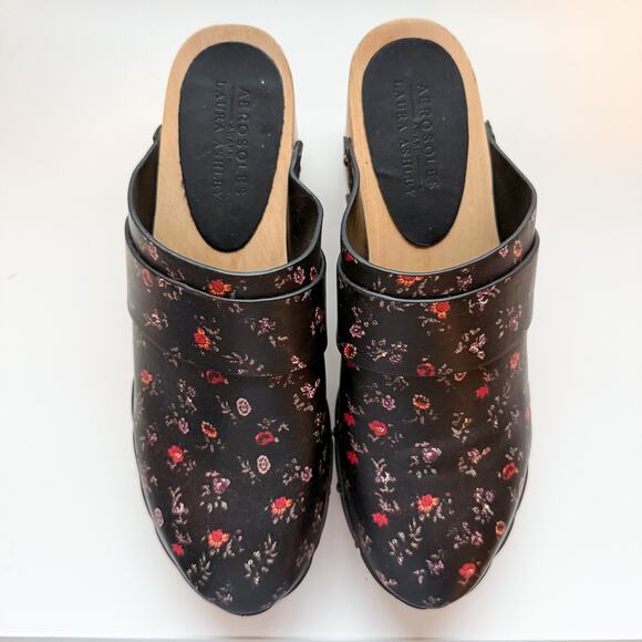 Aerosoles x Laura Ashley Pedro Floral Wooden Clogs Size 7.5 - Picture 4 of 9